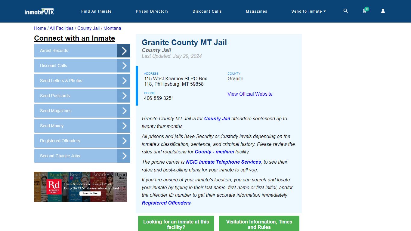 Granite County MT Jail - Inmate Locator