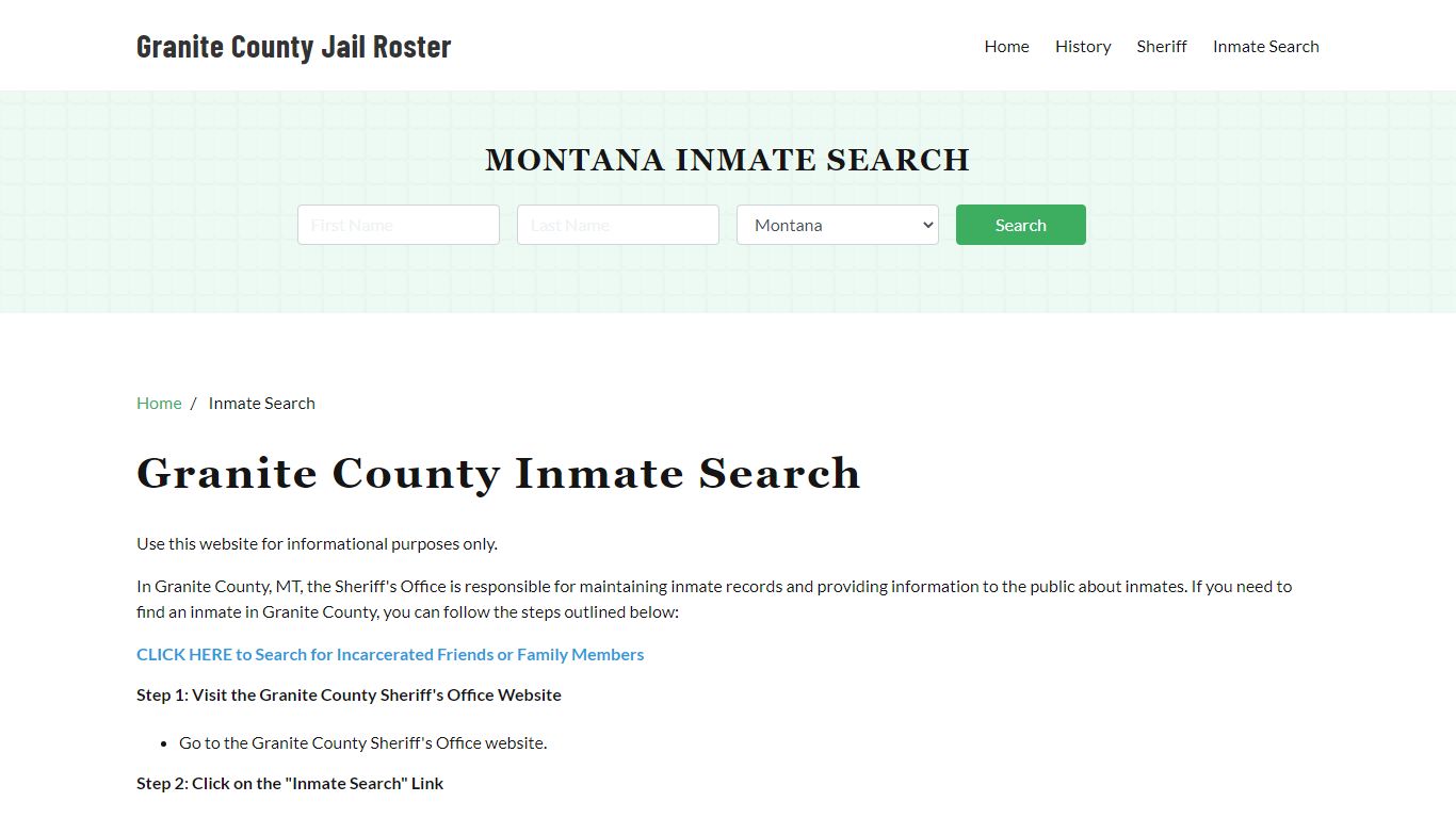 Granite County, MT Detainee Lookup